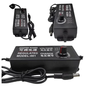 3-24V 3A Adjustable Voltage Power Adapter 12V DC Speed Control Dimming Light with Pump Motor Digital Display US Power Supply