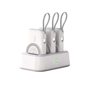 3-Pack 10000mAh Fast Charging Power Banks with 2 Built-in Cables and 22.5W Wireless Charging