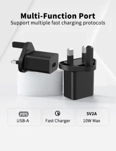 3-Pin UK Plug 5V 2.1A 10W USB Charger