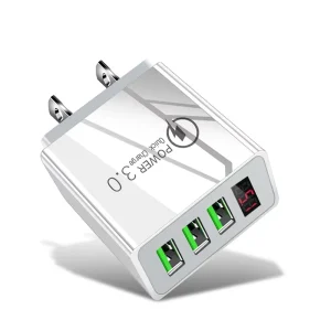 3-Port USB Charger EU US Plug LED Display 3.1A Fast Charging Phone and Tablet Charger