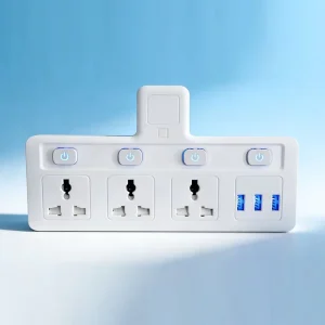 3 USB Multi Plug Extension Socket Electrical Power Extender Outlet Universal Travel Adaptor for Home Office Kitchen Use