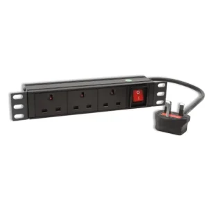 3 Way UK Power Distribution Unit PDU Rack Mount Power Strip With Switch for Office Server Cabinet