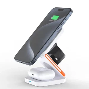 3 in 1 Foldable Magnetic Wireless Charger Multifunction Phone Charging Stand with OTP and OVP Protection