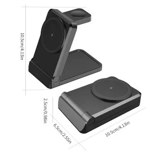 3 in 1 Foldable Magnetic Wireless Charging Station for Mobile Phone Fast Charging Desktop Charger Stand Multifunctional Chargin