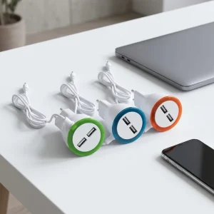 3 in 1 Integrated Cable Travel Charger HR 01 Dual USB Port 2.1A Fast Charge EU Wall Plug for Android
