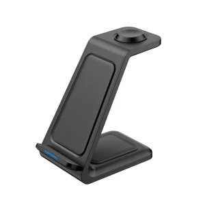 3 in 1 Magnetic Aluminium Alloy Wireless Charger Stand Dock with Holder for Watch Phone Earphones 15W Fast Charging QC3.0 Type C