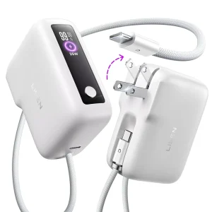 3 in 1 Power Bank With Wall Plug 7000mAh Portable Charger Built in Cable 35W Fast Charging for iPhone 17 16 Samsung S25