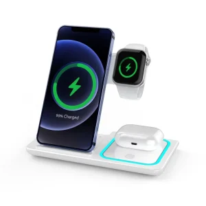3 in 1 Universal 15W Fast Charging Wireless Charger Stand Magnetic Mobile Phone for Apple Watch Holder Electric Desk