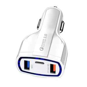 3 in 1 Universal QC3.0 Dual USB Type C PD Car Charger Fast Charging Car Adapter for Mobile Phone