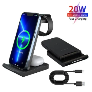 3 in 1 Wireless Charger 15W CE FCC ROHS Multi function Custom Fast Wireless Cellphone Chargers