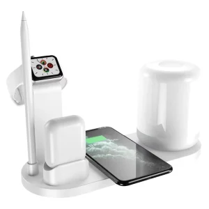 3 in 1 Wireless Mobile Phone Charger Fast Charging 10W LED Desk Lamp Multi Purpose Watch Earphone Charger
