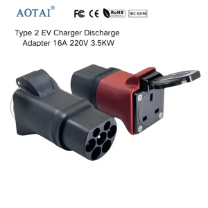 3.5KW 16A 220V Discharge Adaptor V2L Type 2 Female to UK Socket Discharger for Charging Station