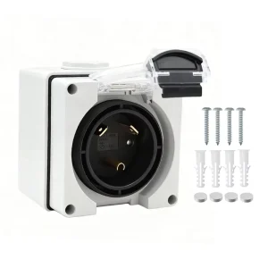 30 Amp Generator RV Power Inlet Box NEMA TT 30P Receptacle Plastic Waterproof Switch Socket Outdoor Power Outlet 125V Rated