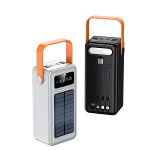 30000mAh/40000mAh Solar Power Bank with Built-in Cable, LED Light, 10W Multi-Port Outdoor Emergency Charger