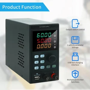 300W Short Killer Bench Programmable DC Power Supply Adjustable 60V 5A Compact Lightweight for Laptop Mobile Phone Repair