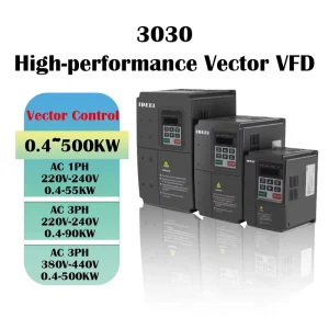 3030 Vector Control VFD 0.4KW-500KW AC Variable Frequency Drive 1PH/3PH 220V 380V IP20 Motor Speed Inverter