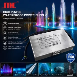 304 Stainless Steel Housing Big Power LED Fountain Underwater Light IP68 DC24V 2000W Industrial Power Supply