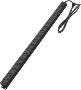 30A US PDU 8 Outlet 125V Overload Protection 1U 19 Inch Rack Mount Aluminum Alloy Power Distribution Unit for Server