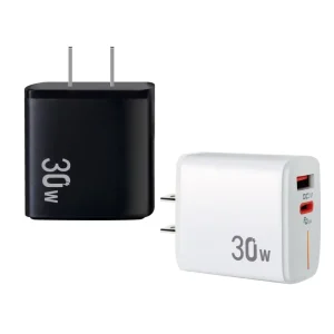 30W A+C Dual Port US USB C Type C USB A Universal Power Adapter Travel Wall Charger for iPhone Samsung Android Phone