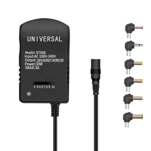 30W Adapter Charger 3V 4.5V 6V 7.5V 9V 12V Manual Adjustable Universal Power Adapter 3V-12V with 6 Tips