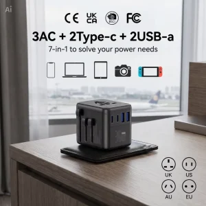 30W PD Travel Adapter Universal Plug Charger with 2 USB C Compact Fast Charging for UK EU Worldwide Travel Tablet Phone Laptop
