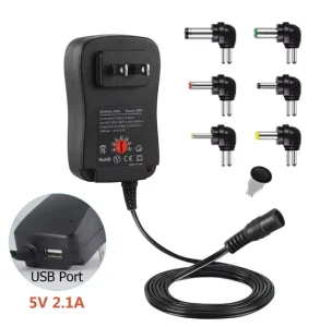 30W Power Adapter 3 12V Adjustable Voltage Power Adapter Switching Power Supply USB 5V 2.1A