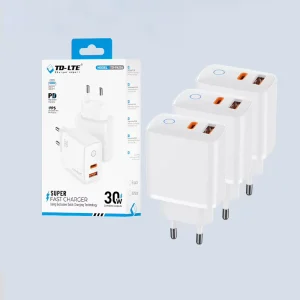 30W USB-C A+C Power Supply Adapter Dual Plug US EU Laptop Mobile Phone PD QC3.0 Fast Charger Electric OTP Protection