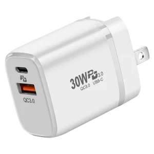30W USB C Charger Dual Port Laptop Tablet Wall Adapter PD 30W Type C QC3.0 Fast Charging Block US Plug for iPhone Samsung iPad