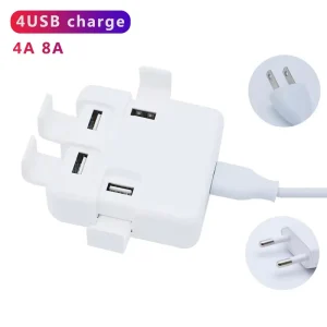 30W USB Power Adapter 4 Ports USB Charger AC Charger Mobile Phone Holder Suitable for Charging Mobile Phones and Other Devices