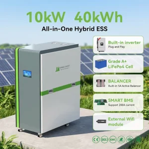 30kW All in One Solar Power System 10kVA 40kWh Lithium Battery Storage Hybrid Inverter for Home Energy System