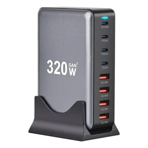 320W/440W/500W/600W USB-C GaN PD Desktop Charger Station with 8 Ports, 140W/100W Output