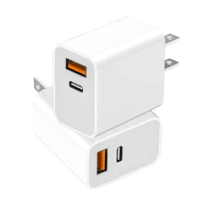 33W Type C Charger Fast Charging USB Travel Charger A+C Dual Port PD QC 3.0 for Mobile Phone iPad and Device with Type-C Port