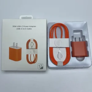 35W Cable Charger Cord Type C to C Orange Fast Charging Data Transfer USB Charge Block Adapter for iPhone 17 18 16 Pro Max