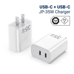 35W GaN Charger USB-C Dual Port Power Adapter Japan PSE Certified PD Fast Charging Compatible with Apple and Samsung Phones