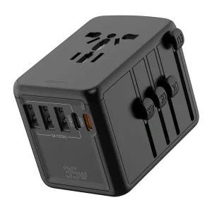 35W PD GaN Travel Charger Dual USB-C Fast Charging Universal Travel Adapter Worldwide Plug Converter for Phone Tablet Laptop