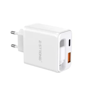 35W USB Retractable Cable Travel Charger Adapter PD 3.0 QC3.0 SCP GaN Fast Charging 2 Port Type C Built in 80CM Cable EU Plug