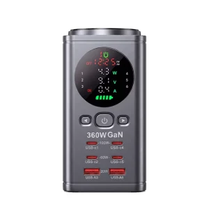 360W Multi Port Fast Charging Station Power Bank with Integrated Clock for Smart Gadgets for Laptops