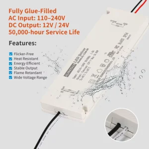 36W DC12V UL Listed IP54 LED Driver Power Supply for Bathroom Mirror Lighting with Anti-Fog Defogger Function