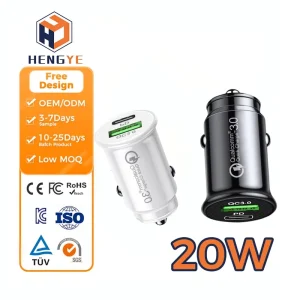 3A Dual-Port 20W USB-C PD QC3.0 Fast Charging Car Charger