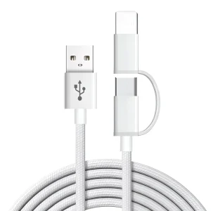 3A USB Cable Braided 2 in 1 Type C and 8 Pin Cord Fast Charging Cable for iPhone 14 15 16 Plus USB Cable