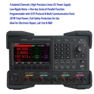 4-Ch Programmable Linear DC Power Supply 297W Isolated Bench Power Supply for Electronics Repair Lab Hobby DIY Projects