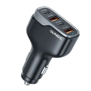 4-Port 66W PD 3.0 QC3.0 Car Charger Adapter with PC Fireproof Material for 12V-24V Trucks and Cameras