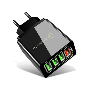 4-Port Quick Charge 3.0 USB Wall Charger Adapter with OTP Protection 5V 3A Output EU Plug