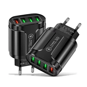 4-Port USB 45W QC 3.0 Fast Charger with EU/US Plug Travel Power Adapter
