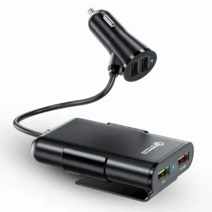 4-Port USB Car Charger, 5V 3.1A, QC3.0, with USB Cable