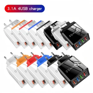 4-Port USB Charger UK/US/EU Plug for Mobile Phones and LED Lights
