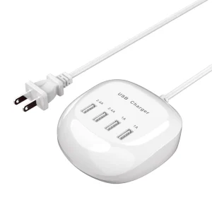 4-Port USB Charging Station Multi-Port USB Wall Charger 1-2.4A Fast Charger for Home Office Travel Phones and Tablets