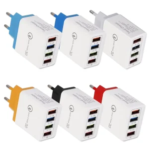 4-USB Charger US/EU Quick Charge QC3.0 Wall Charger Block Portable Home Travel Charger for Smartphones