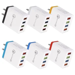 4-in-1 USB Wall Charger EU US Plug Fast Charging Adapter Mobile Phone Power Charger