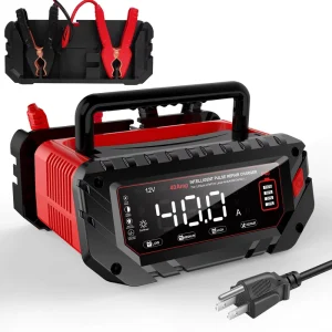 40 Amp AC Input Car Battery Charger 6V 12V 24V Lead Acid Lithium LiFePo4 Smart Large Screen Trickle Charger